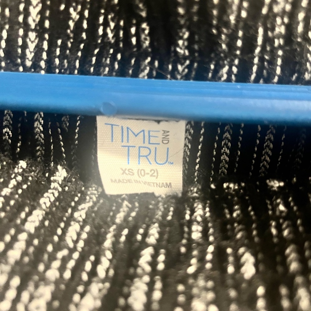 Time and Tru Black and White Striped Top